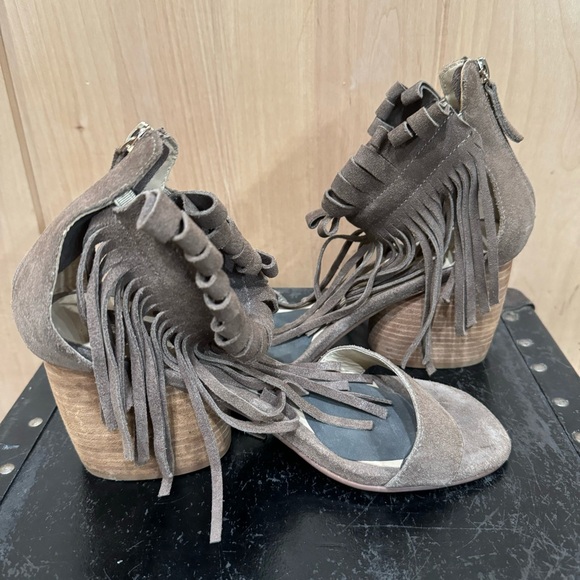MATIKO SUEDE Morgan FRINGE Sandals HEELS Size 41 Boho - Picture 13 of 16